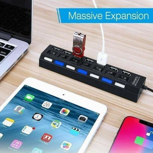Hub USB 7 Puertos de Alta Velocidad para PC y Notebook