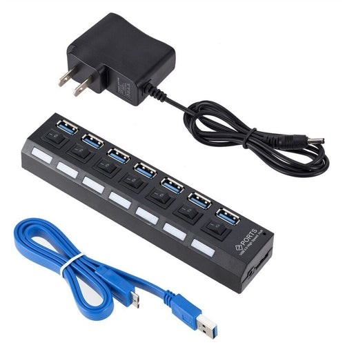 Hub USB 7 Puertos de Alta Velocidad para PC y Notebook