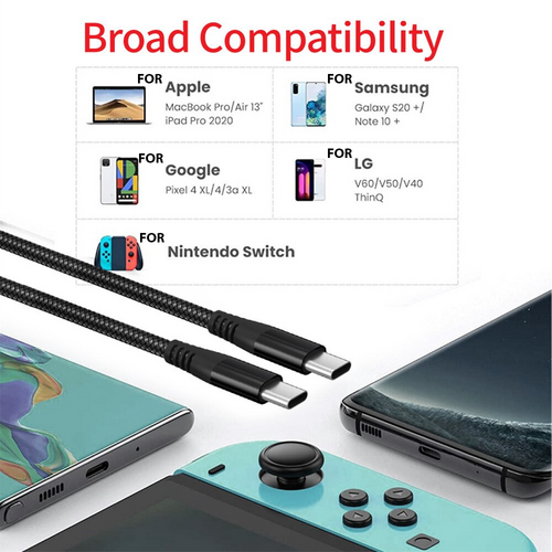 Cable USB-C a USB-C Reforzado de Carga y Datos