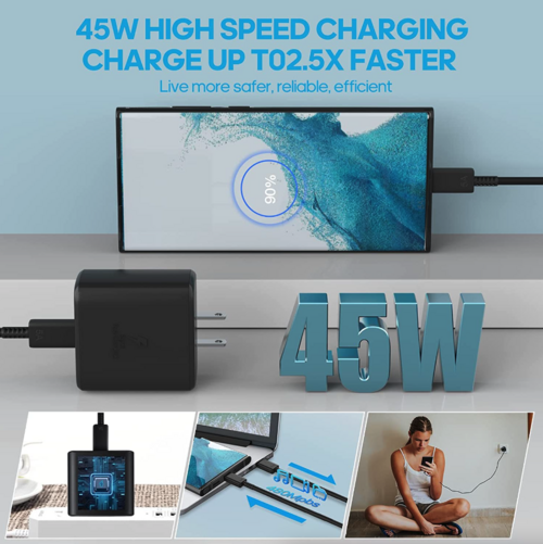 Cargador Rápido USB-C 45W + Cable 1.8m