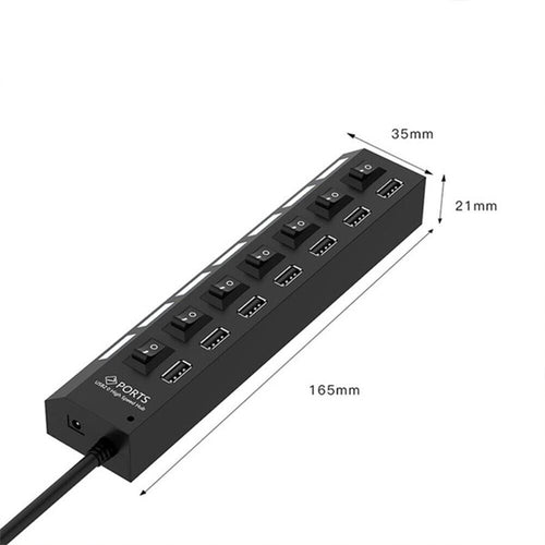 Hub USB 7 Puertos de Alta Velocidad para PC y Notebook