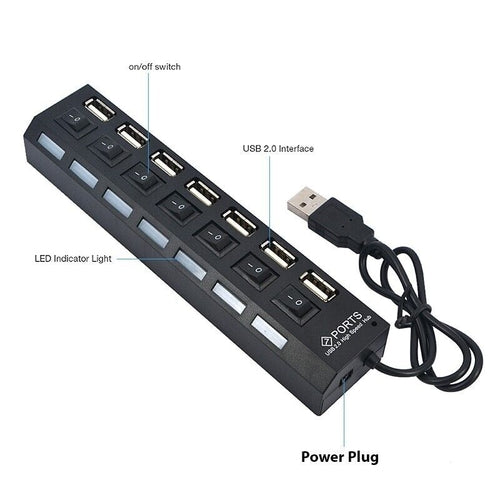 Hub USB 7 Puertos de Alta Velocidad para PC y Notebook
