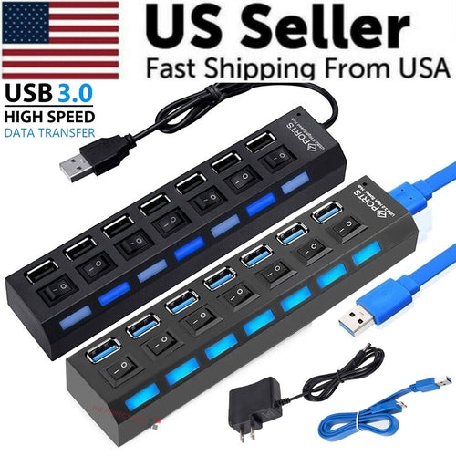 Hub USB 7 Puertos de Alta Velocidad para PC y Notebook