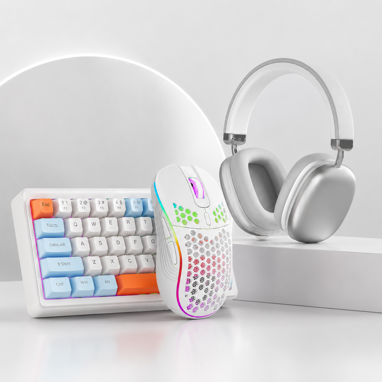 Combo Setup de Audio Completo | Teclado M68 + Mouse + Audífonos Air Max