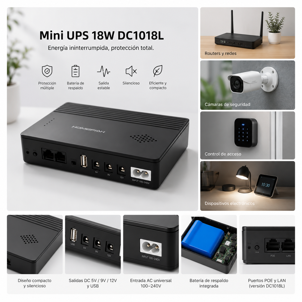 Mini UPS de Respaldo 12V | Batería de Emergencia para Router y Mini PC